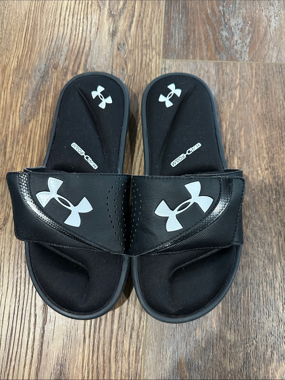 Under Armour Black Kids Slide Sandals with White Logo